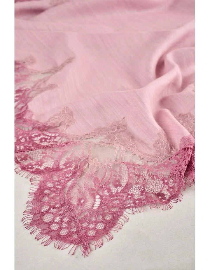 Lace Border Scarf - Purple image 3