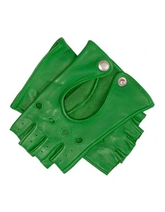 Dents Womens Fingerless Leather Driving Gloves in Emerald