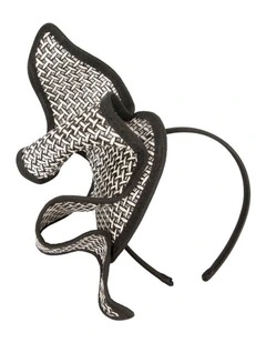 Black & White Sculptured Racing Fascinator MA951BW