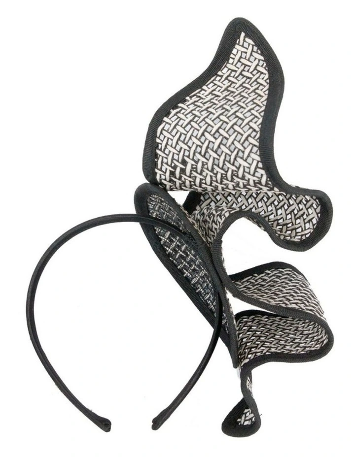 Black & White Sculptured Racing Fascinator MA951BW image 3
