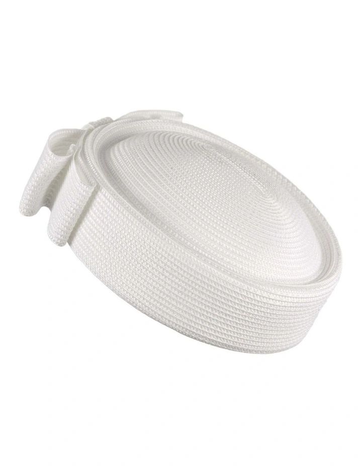 White Braid Pillbox Hat with Bow by Max Alexander MA1032WHT image 1