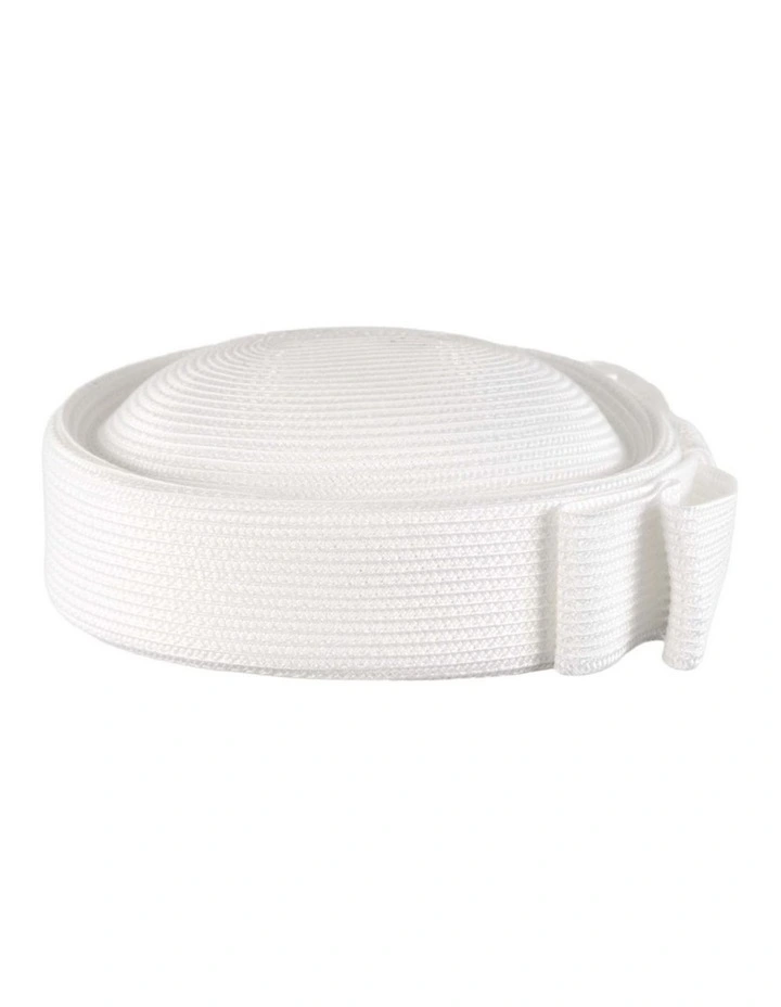 White Braid Pillbox Hat with Bow by Max Alexander MA1032WHT image 3