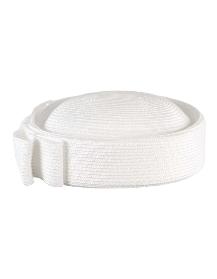 White Braid Pillbox Hat with Bow by Max Alexander MA1032WHT image 4