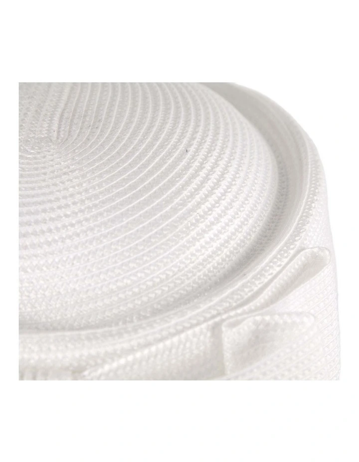 White Braid Pillbox Hat with Bow by Max Alexander MA1032WHT image 5