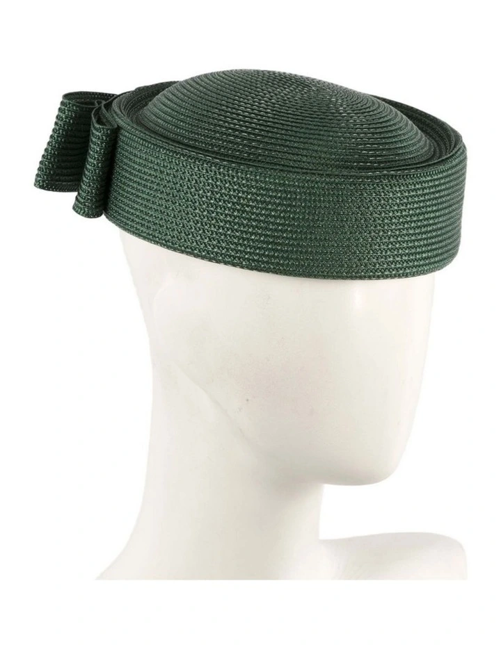 Dark Green Braid Pillbox Hat with Bow by Max Alexander MA1032DG image 2