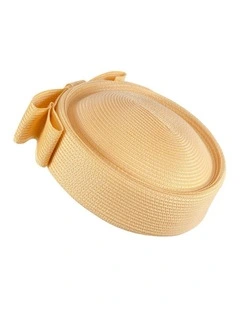 Yellow Braid Pillbox Hat with Bow by Max Alexander MA1032Y