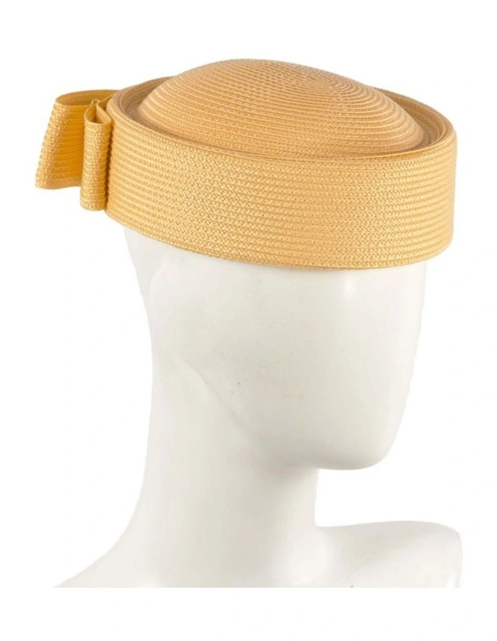 Yellow Braid Pillbox Hat with Bow by Max Alexander MA1032Y image 2