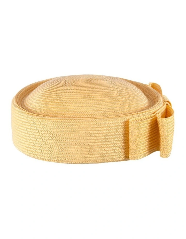 Yellow Braid Pillbox Hat with Bow by Max Alexander MA1032Y image 3
