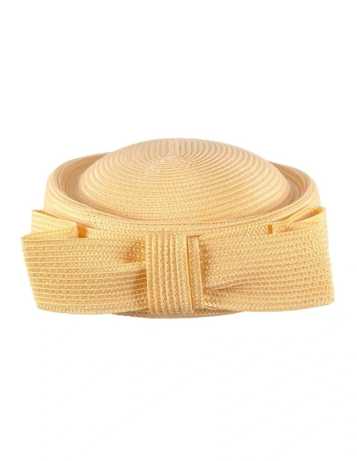 Yellow Braid Pillbox Hat with Bow by Max Alexander MA1032Y image 6