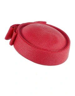 Red Braid Pillbox Hat with Bow by Max Alexander MA1032R