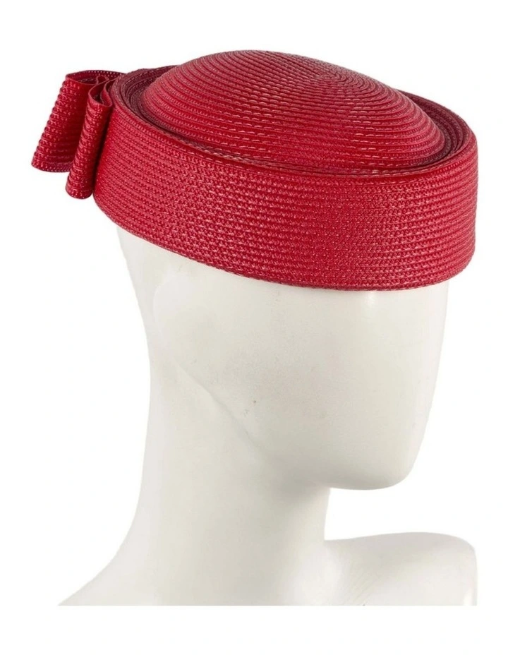 Red Braid Pillbox Hat with Bow by Max Alexander MA1032R image 2