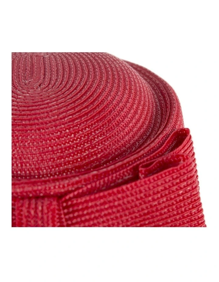Red Braid Pillbox Hat with Bow by Max Alexander MA1032R image 5