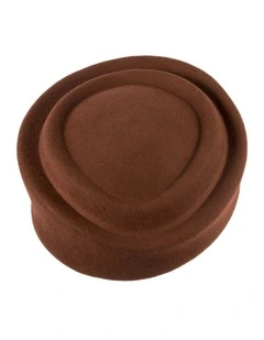 Coffee-colored Max Alexander Wool Felt Pillbox Hat J464CF