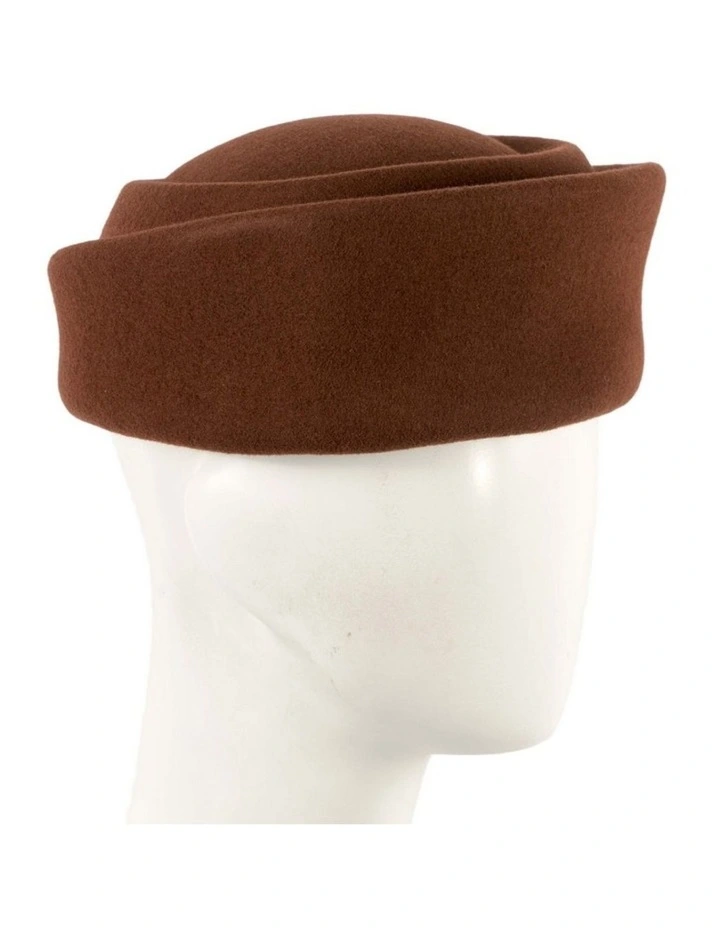 Coffee-colored Max Alexander Wool Felt Pillbox Hat J464CF image 2