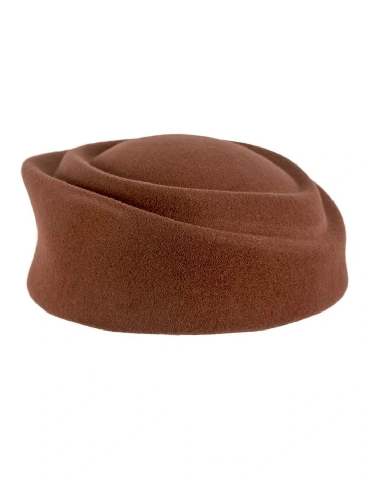 Coffee-colored Max Alexander Wool Felt Pillbox Hat J464CF image 3