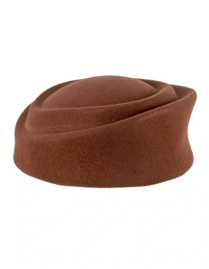 Coffee-colored Max Alexander Wool Felt Pillbox Hat J464CF image 4