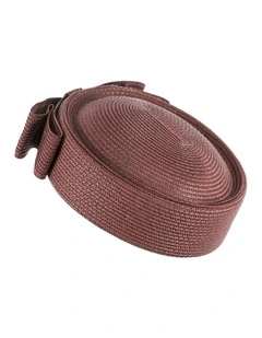 Chocolate Braid Pillbox Hat with Bow by Max Alexander MA1032BR