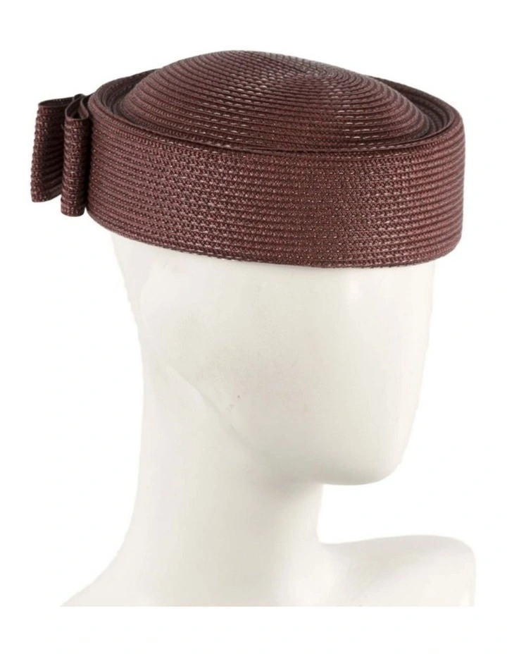 Chocolate Braid Pillbox Hat with Bow by Max Alexander MA1032BR image 2