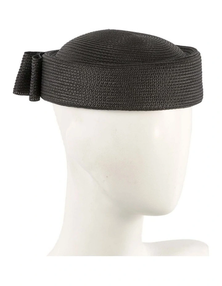 Black Braid Pillbox Hat with Bow by Max Alexander MA1032B image 2