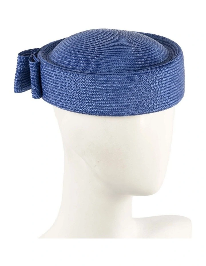 Royal Blue Braid Pillbox Hat with Bow by Max Alexander MA1032RB image 2