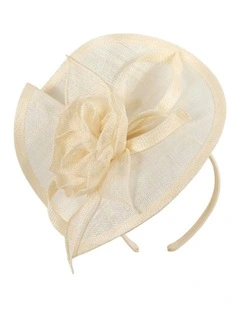 Cream Sinamay Fascinator with Rose Detail by Max Alexander MA1015C
