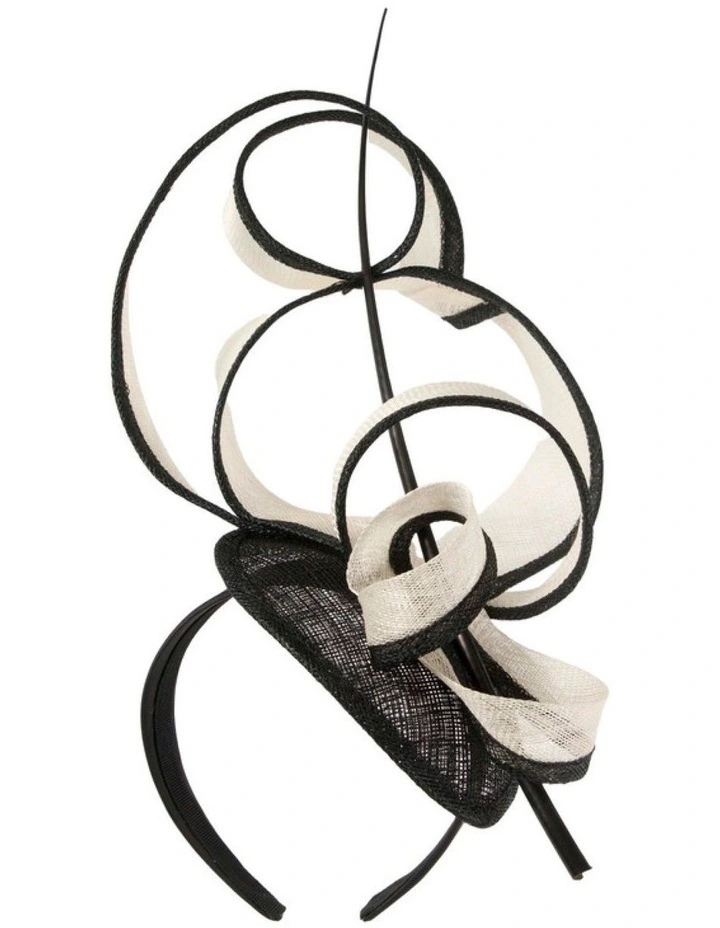 Black & Cream Sinamay Fascinator by Max Alexander MA1011BC image 1
