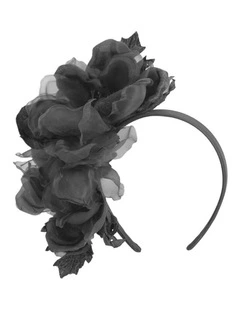 Black flower fascinator by Fillies Collection F653B