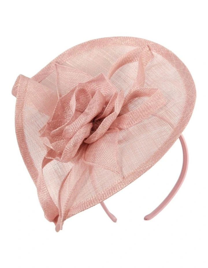Dusty Pink Sinamay Fascinator with Rose Detail by Max Alexander MA1015DP image 1