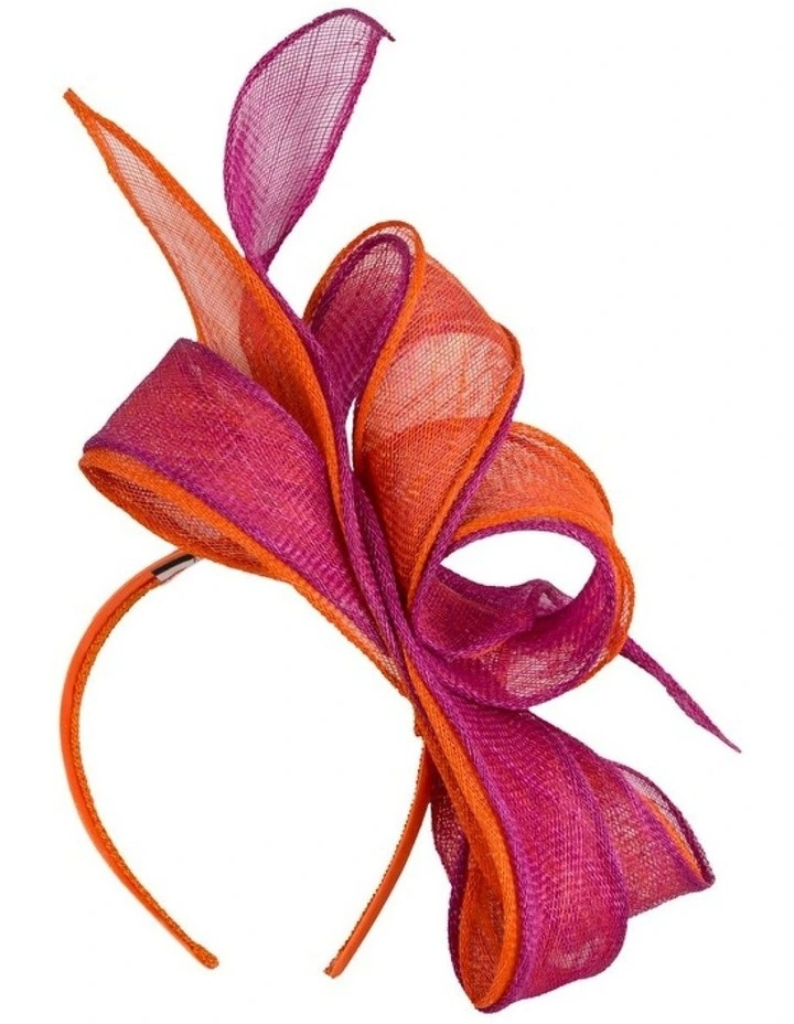 Fuchsia & Orange Two-Tone Sinamay Fascinator by Max Alexander MA1017FOR image 3