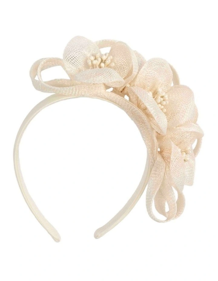 Cream Floral Sinamay Headband by Max Alexander MA1029C image 1