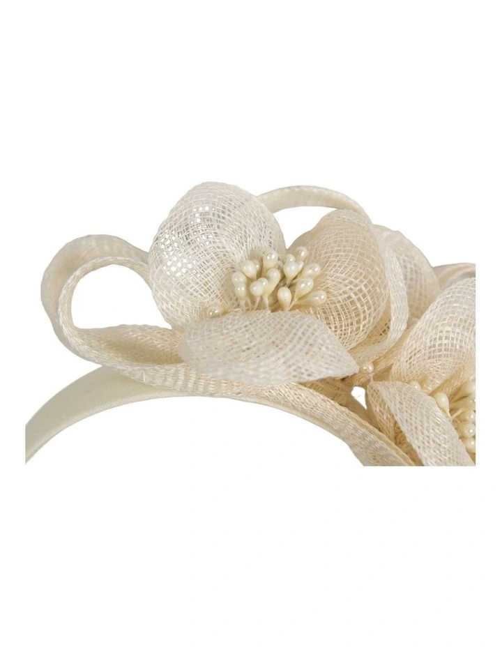 Cream Floral Sinamay Headband by Max Alexander MA1029C image 2