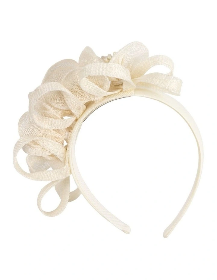 Cream Floral Sinamay Headband by Max Alexander MA1029C image 3