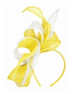 Yellow & White Two-Tone Sinamay Fascinator by Max Alexander MA1017FYW
