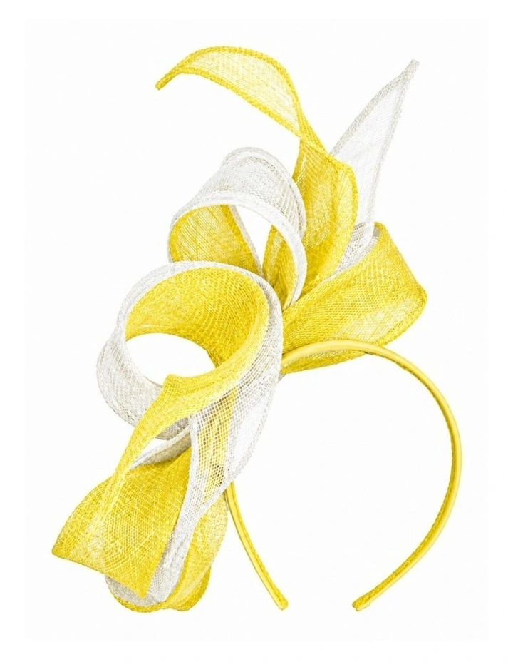 Yellow & White Two-Tone Sinamay Fascinator by Max Alexander MA1017FYW image 1