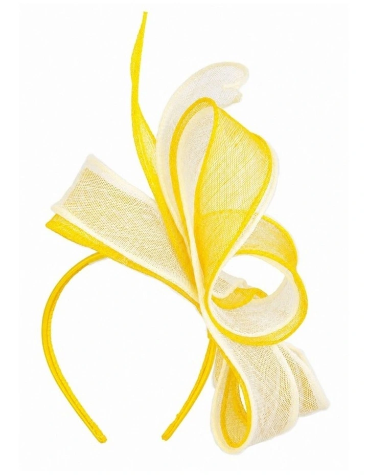 Yellow & White Two-Tone Sinamay Fascinator by Max Alexander MA1017FYW image 3