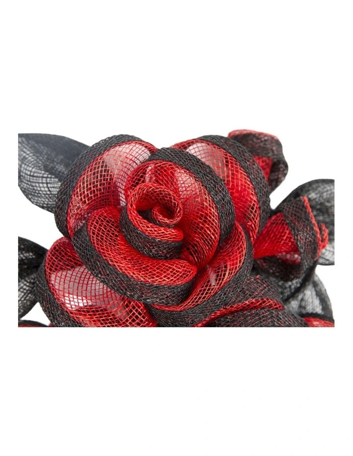 Luxury Black and Red Sinamay Rose Fascinator by Max Alexander MA1000BR image 2