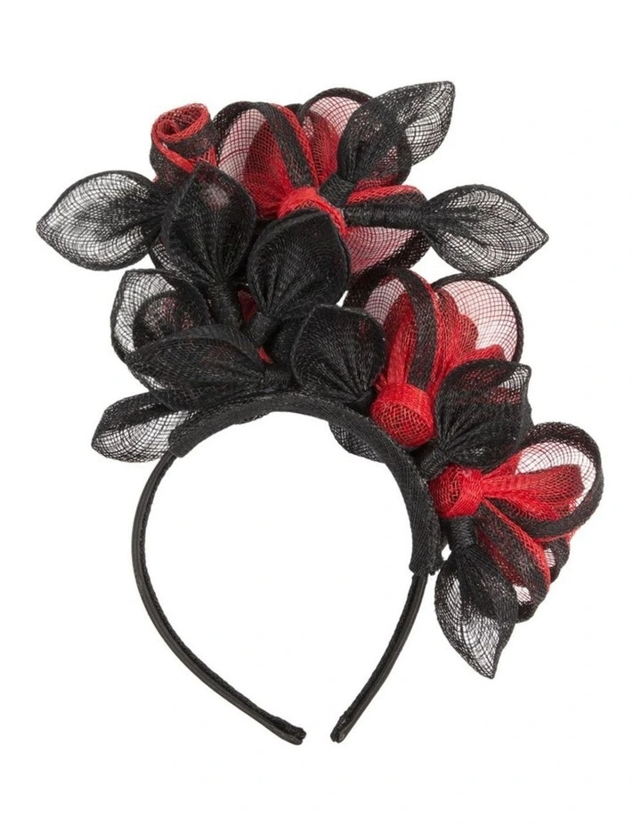 Luxury Black and Red Sinamay Rose Fascinator by Max Alexander MA1000BR image 3