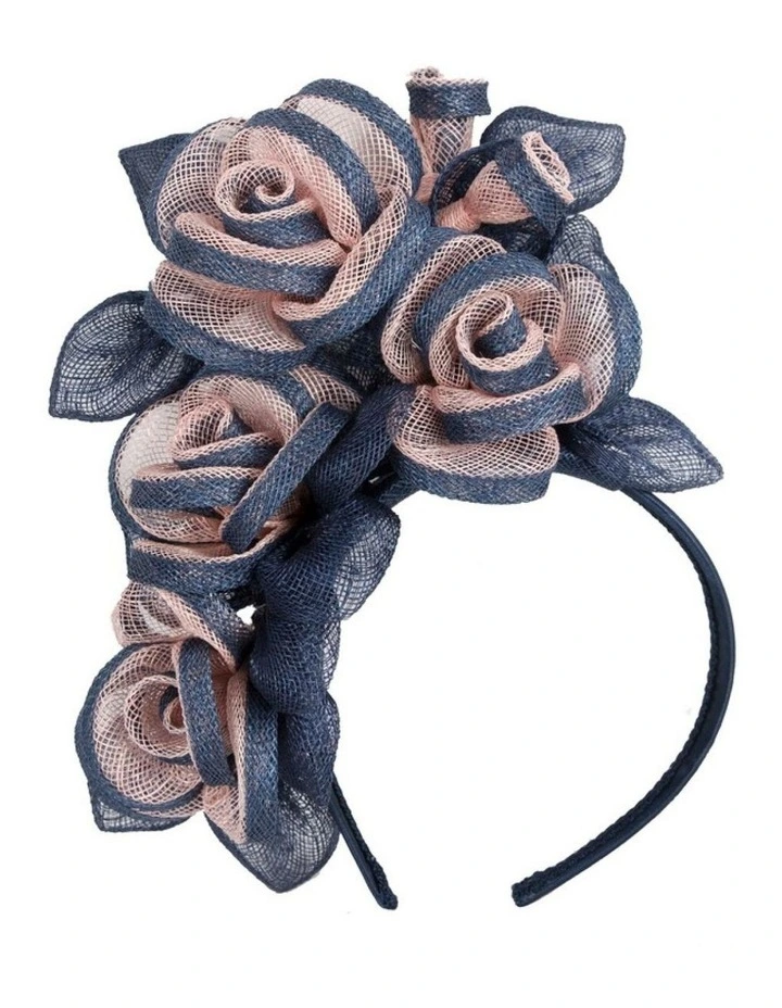 Luxury Navy and Pink Sinamay Rose Fascinator by Max Alexander MA1000NPI image 1