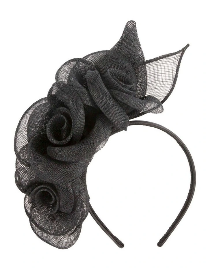 Large black sinamay  flower fascinator by Max Alexander MA1007B image 1