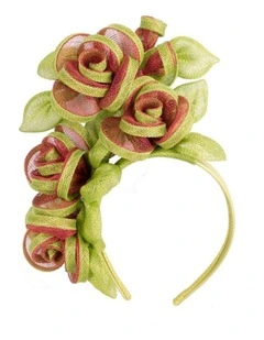 Luxury Lime and Wine Sinamay Rose Fascinator by Max Alexander MA1000LIW