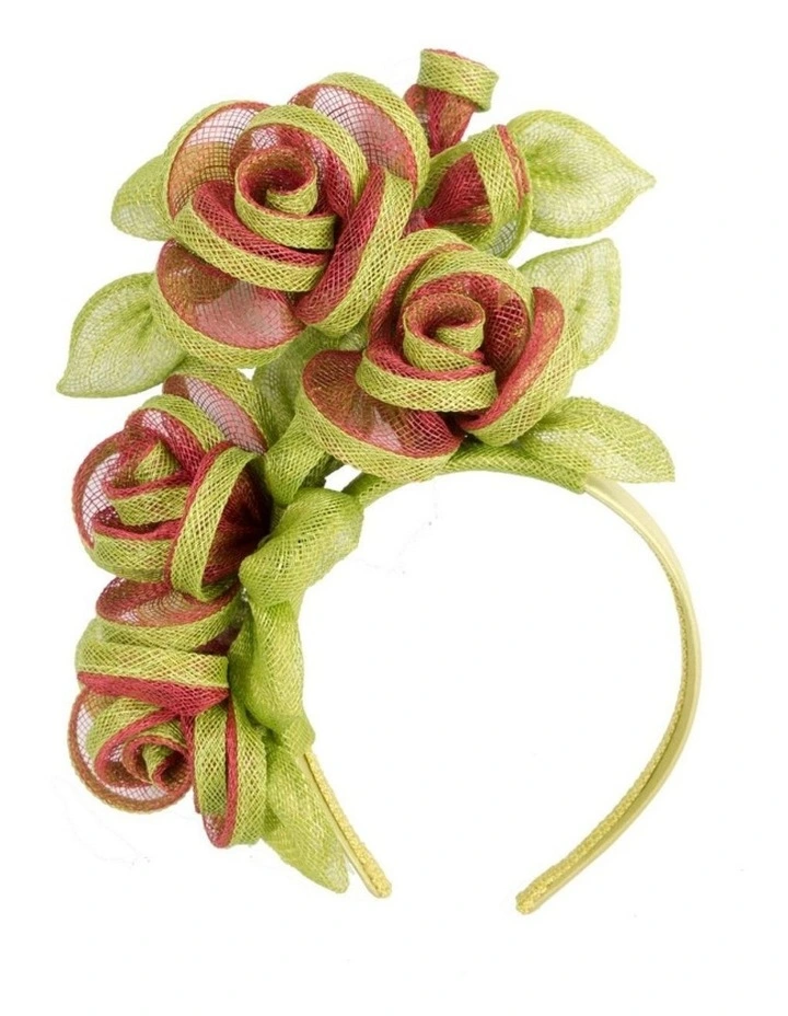 Luxury Lime and Wine Sinamay Rose Fascinator by Max Alexander MA1000LIW image 1