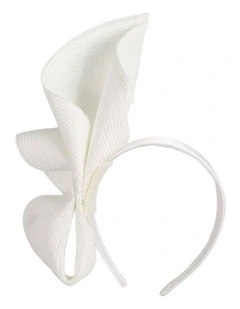 White Sculptural Fascinator Headband by Max Alexander MA1022WHT