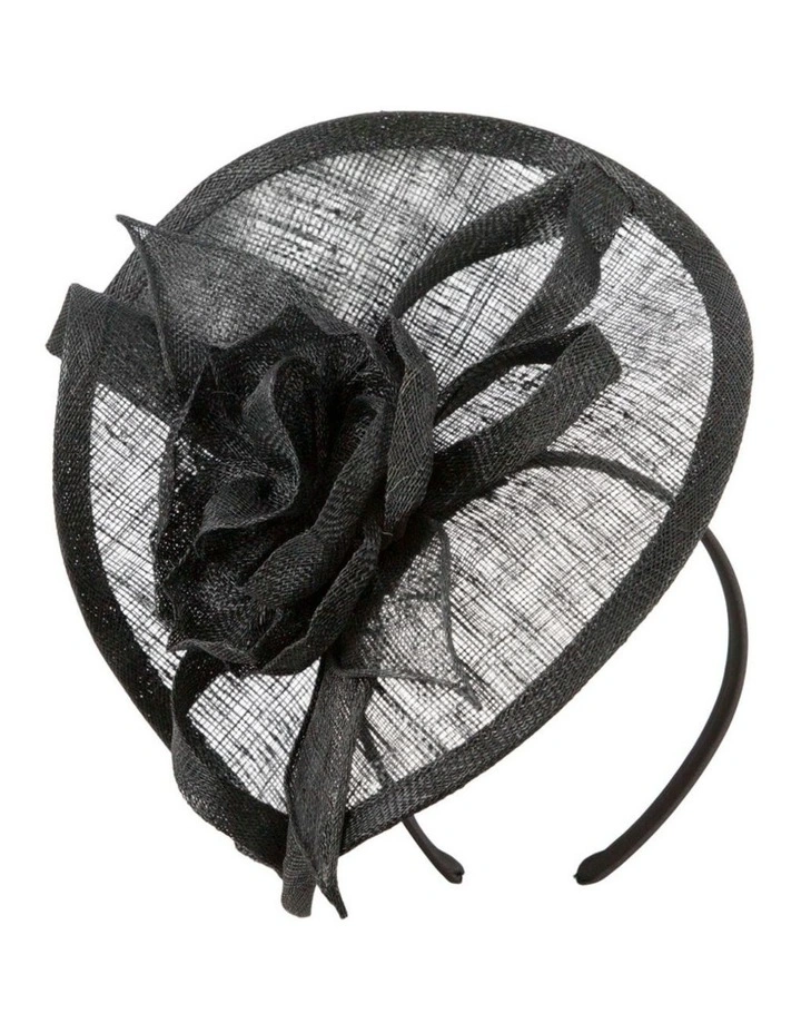 Black Sinamay Fascinator with Rose Detail by Max Alexander MA1015B image 1
