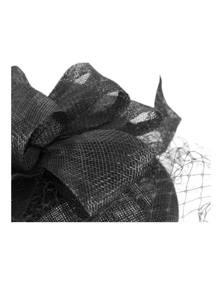 Black Sinamay Button Fascinator with Veil by Max Alexander MA1034B image 2