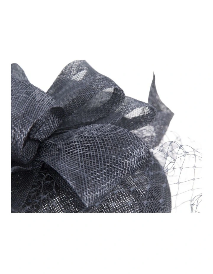 Navy Sinamay Button Fascinator with Veil by Max Alexander MA1034N image 2