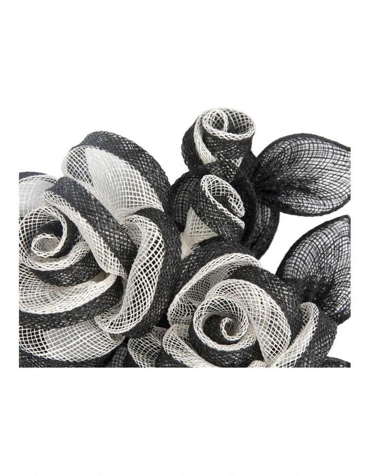 Luxury Black and White Sinamay Rose Fascinator by Max Alexander MA1000BW image 2