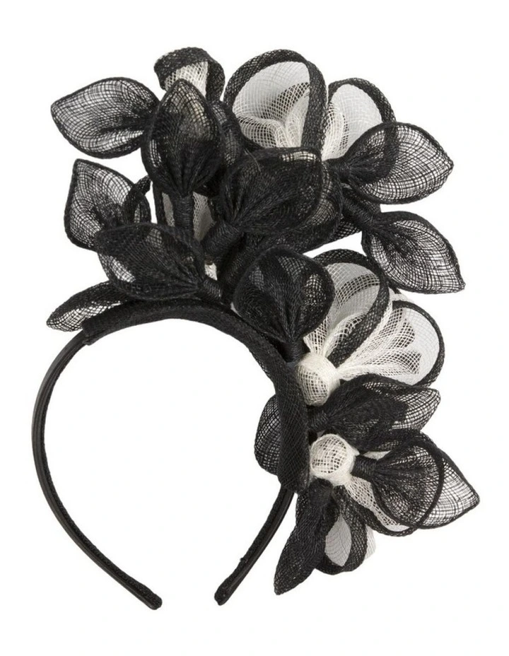 Luxury Black and White Sinamay Rose Fascinator by Max Alexander MA1000BW image 3