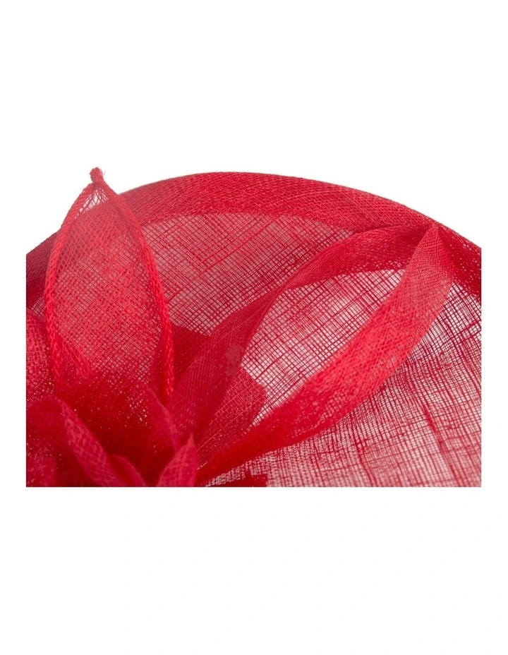 Red Sinamay Fascinator with Rose Detail by Max Alexander MA1015R image 2