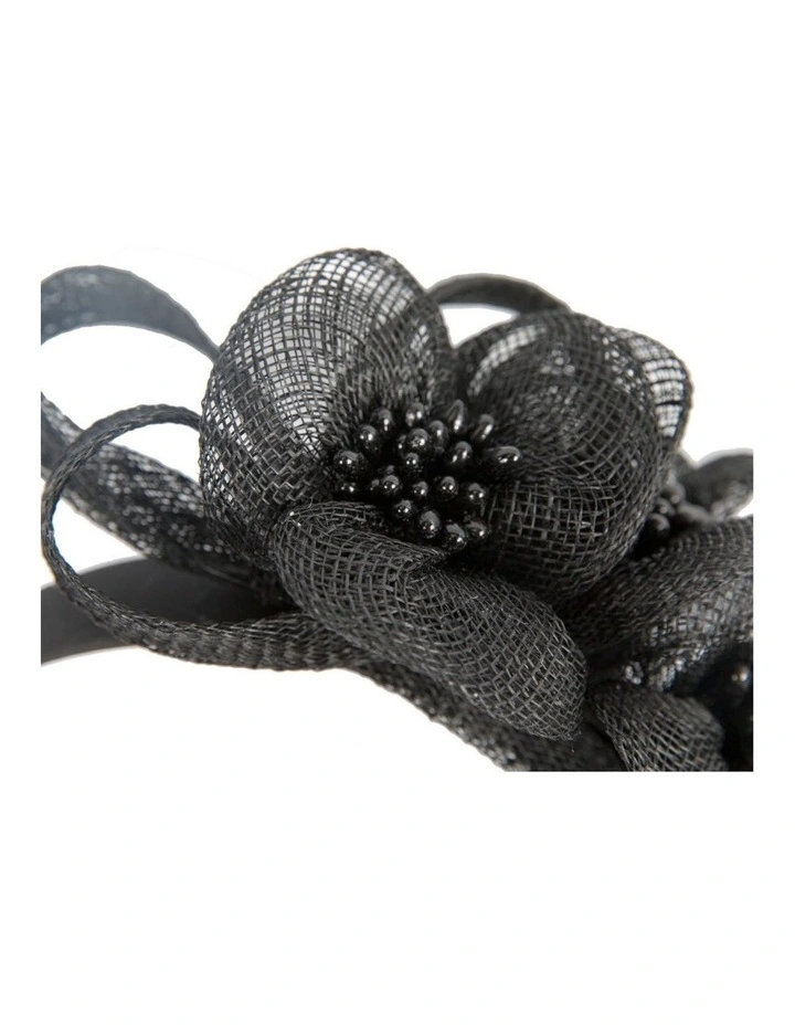 Black Floral Sinamay Headband by Max Alexander MA1029B image 2