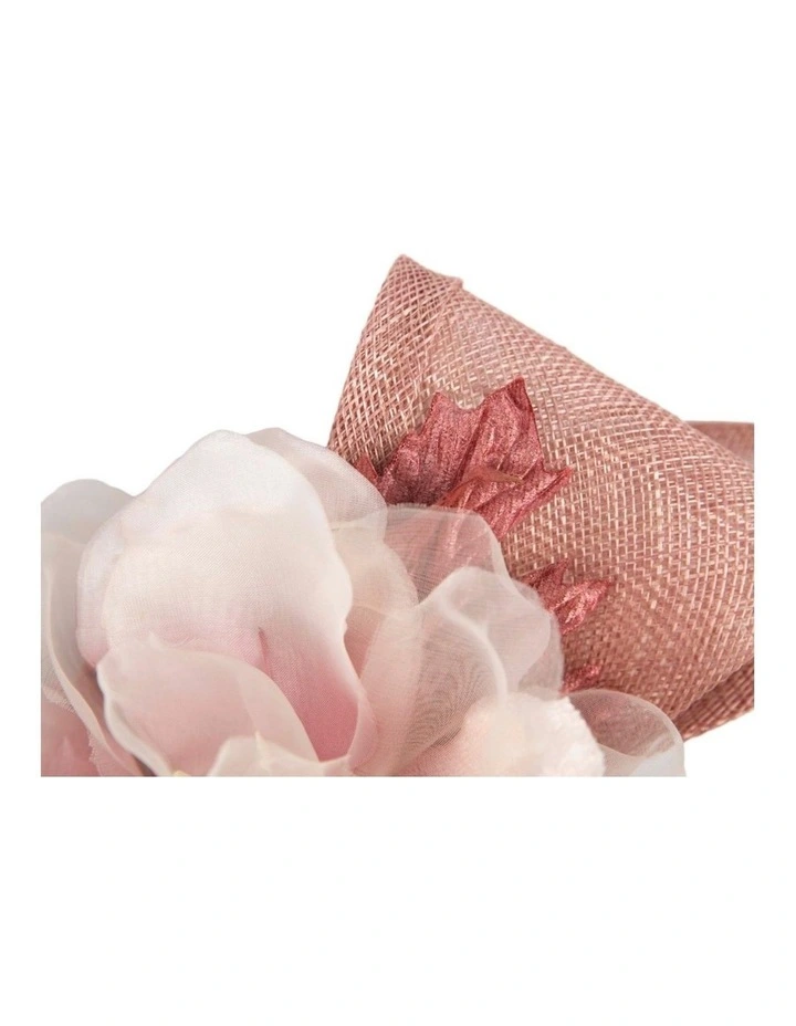 Dusty Pink Sinamay Fascinator with Silk Flower by Max Alexander MA1005DP image 2